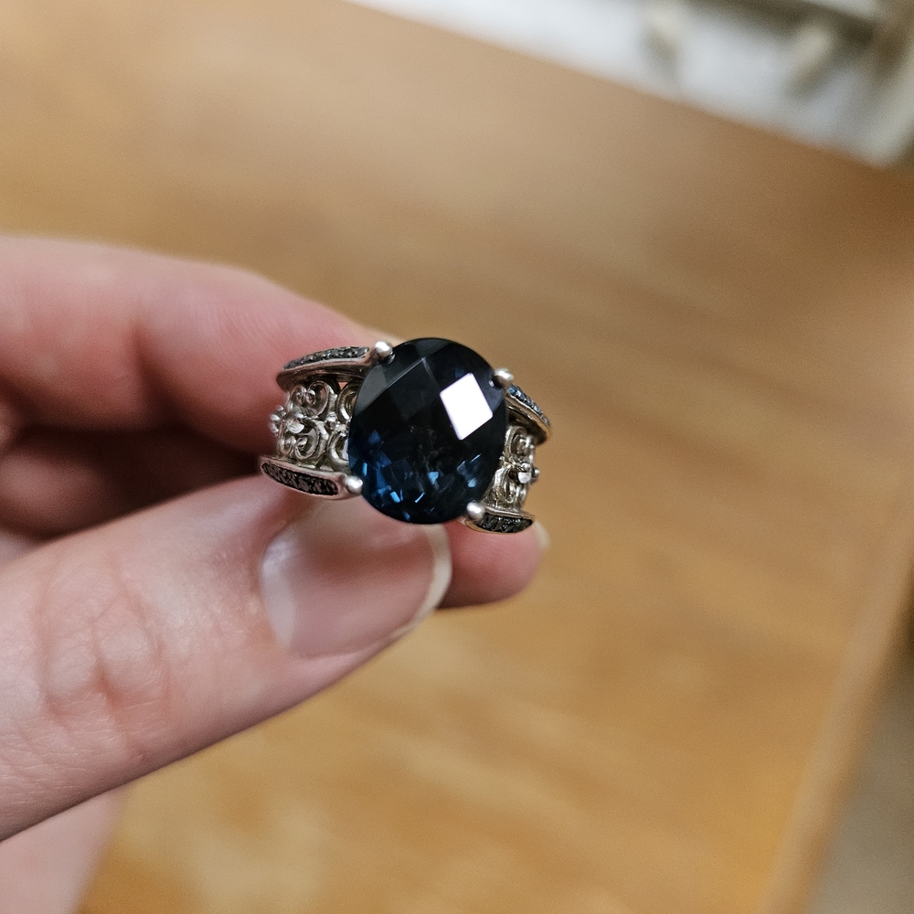 Victoria Wieck 5.33ct London Blue Topaz & Gem/Blue diamond Bridge Ring Size 7 - Picture 4 of 17